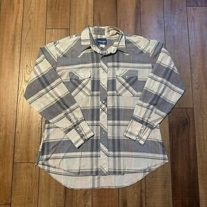 Vintage Wrangler‎ Plaid Pearl Snap Dress Shirt Men's Size XL